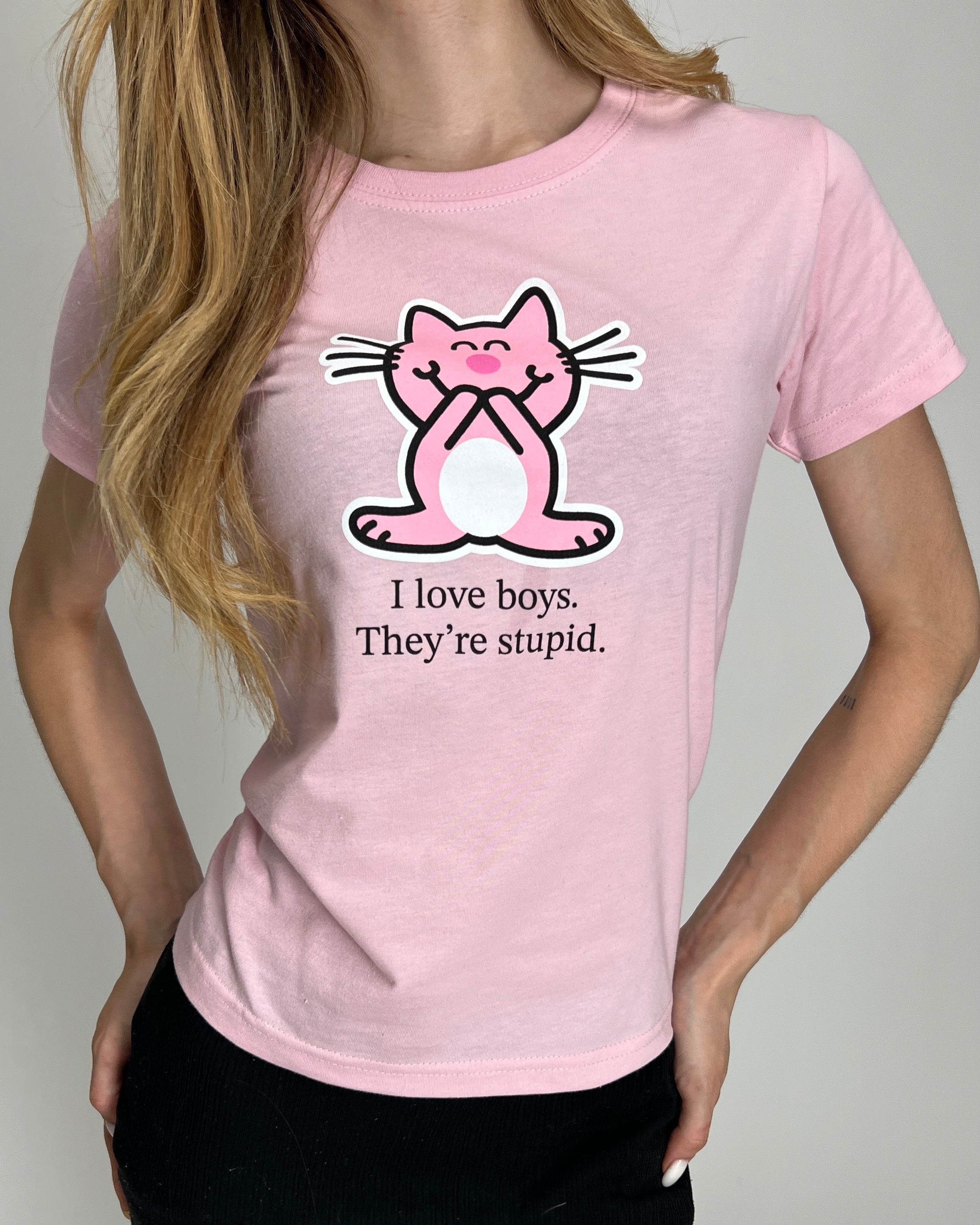 Happy Cat Baby Tee Rosada