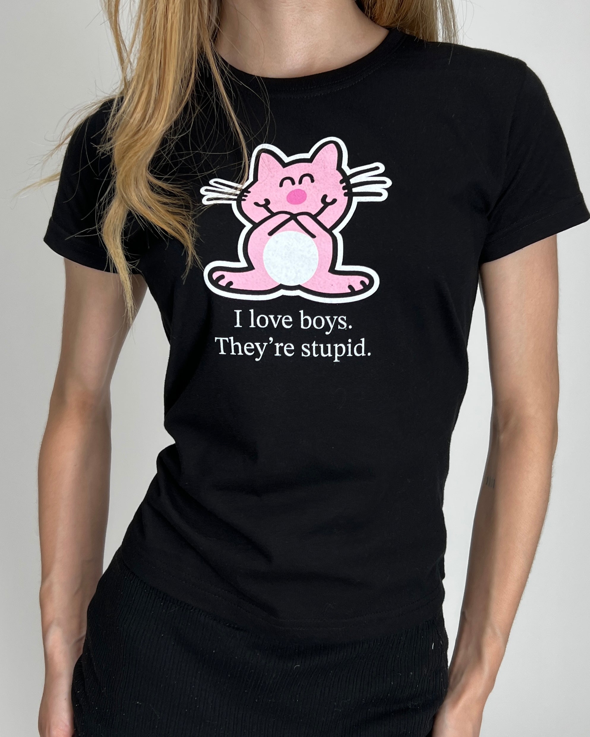 Happy Cat Baby Tee Negra